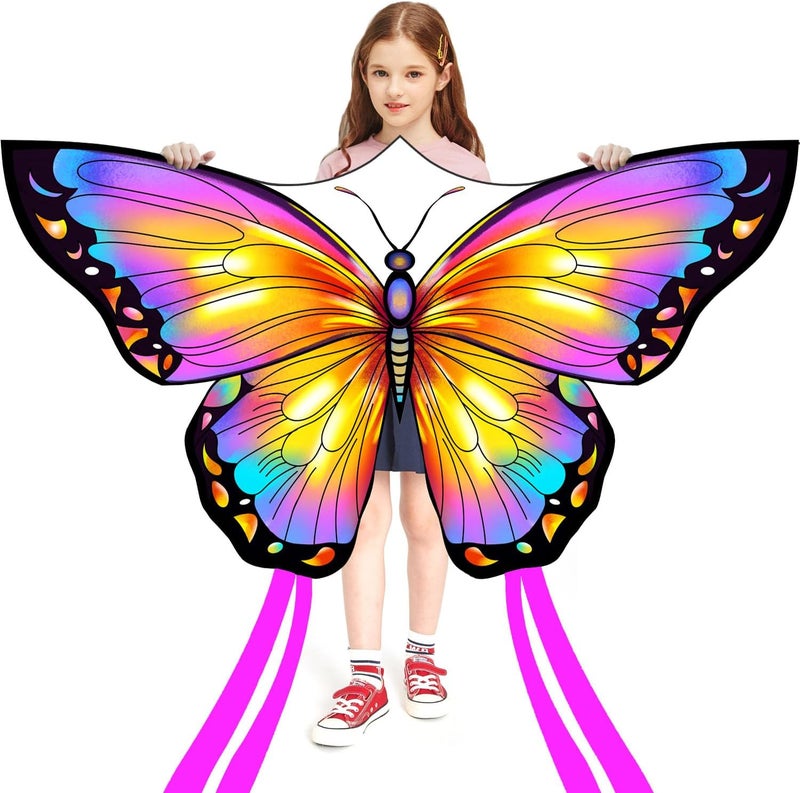 Honbo Butterfly Kites for Kids & Adults,55" x 28" Large Beginner Kite for Kids Ages 4-8,Easy to Fly for Beginners, Each Kite with 300ft Line Handle,Beach Kites for Outdoor Activities & Family Trip - Image 1
